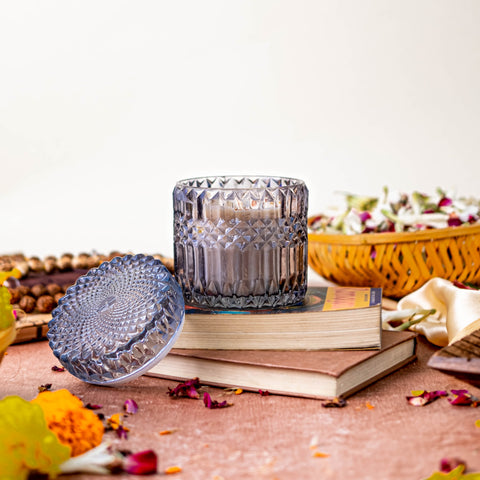 Aesthetic image of Laxman Scented Candle Glass jar by The House of Ram Aesthetic image of Laxman Scented Candle Glass jar by The House of Ram