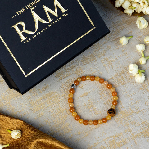 Aventurine Bracelet | Ram Engraved Tulsi Bead Aventurine Bracelet | Ram Engraved Tulsi Bead