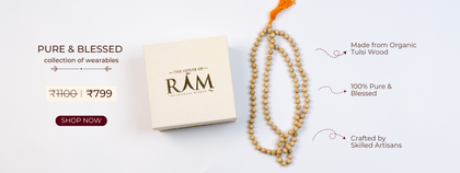 An image showcasing a ram, symbolizing purity and blessings, with a box of Japmala beads prominently displayed.