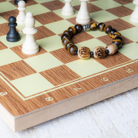 Tiger Eye Bracelet | Ram Engraved Tulsi Bead